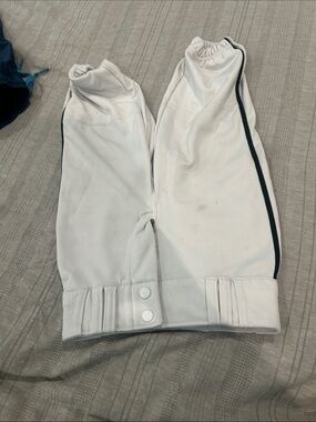 Kids White Jogger Pants with Black Side Stripe
